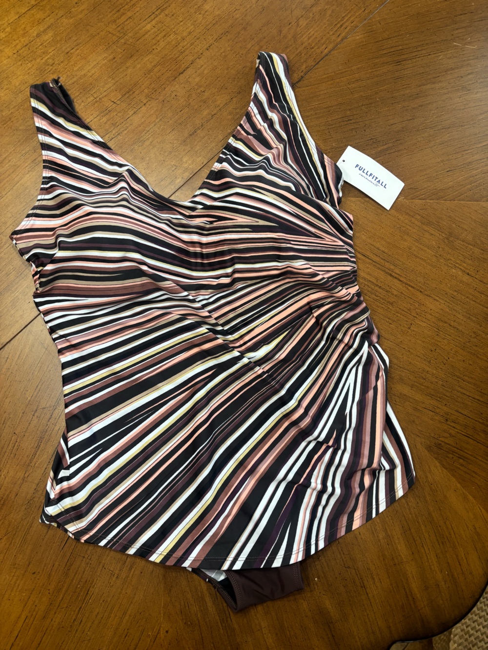 Fullfitall Striped One-Piece Swimsuit in Multi Pink